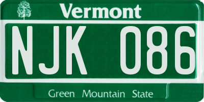 VT license plate NJK086