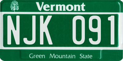 VT license plate NJK091