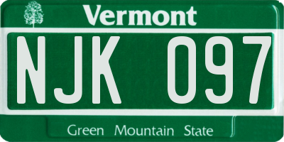 VT license plate NJK097