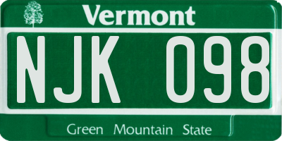 VT license plate NJK098