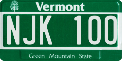 VT license plate NJK100
