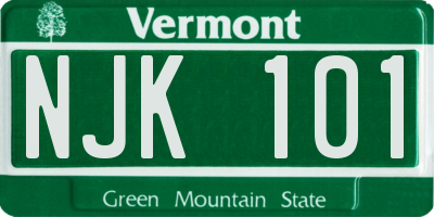 VT license plate NJK101
