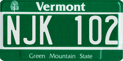 VT license plate NJK102