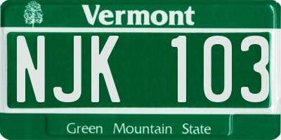 VT license plate NJK103