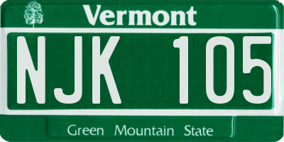 VT license plate NJK105