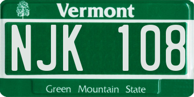 VT license plate NJK108