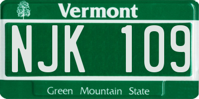 VT license plate NJK109