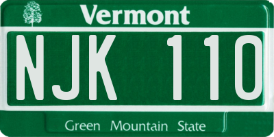 VT license plate NJK110