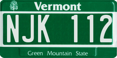 VT license plate NJK112