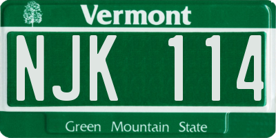 VT license plate NJK114
