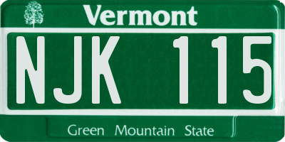 VT license plate NJK115