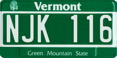 VT license plate NJK116