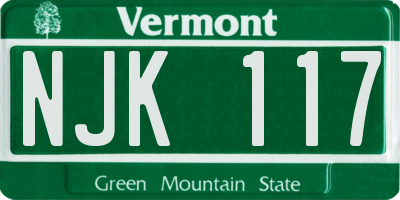 VT license plate NJK117