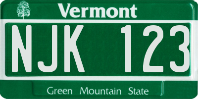 VT license plate NJK123