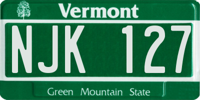 VT license plate NJK127