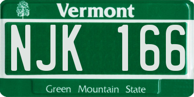 VT license plate NJK166