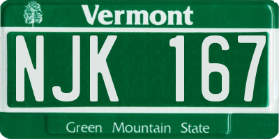 VT license plate NJK167