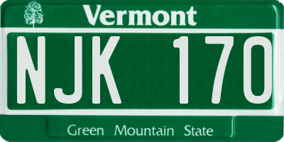 VT license plate NJK170