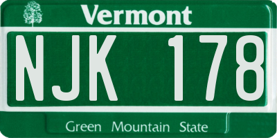 VT license plate NJK178