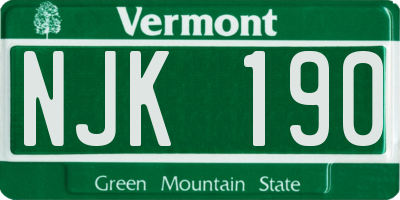 VT license plate NJK190