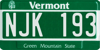 VT license plate NJK193