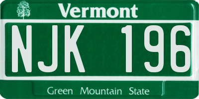 VT license plate NJK196