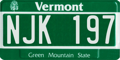 VT license plate NJK197