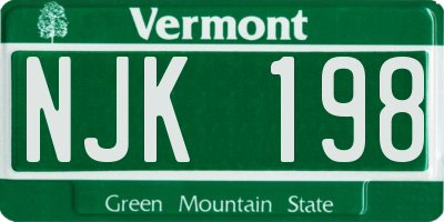 VT license plate NJK198