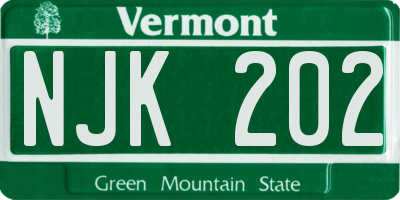 VT license plate NJK202