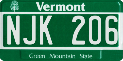 VT license plate NJK206
