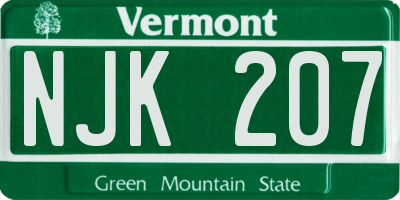 VT license plate NJK207