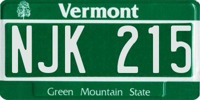 VT license plate NJK215