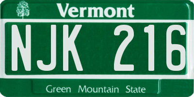 VT license plate NJK216