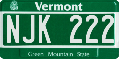 VT license plate NJK222