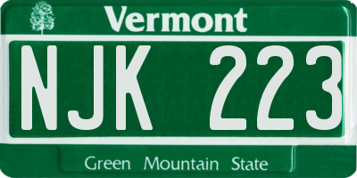 VT license plate NJK223