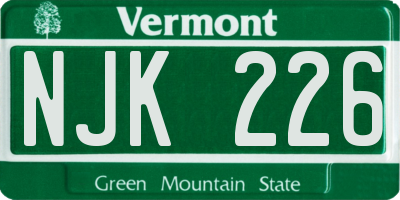 VT license plate NJK226