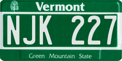VT license plate NJK227