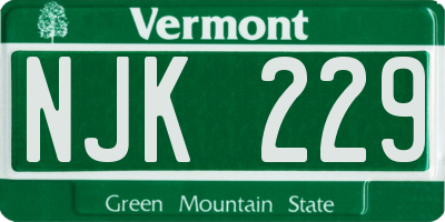 VT license plate NJK229
