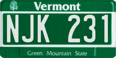 VT license plate NJK231