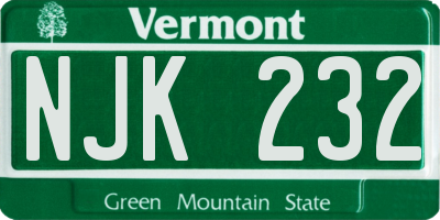 VT license plate NJK232