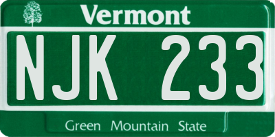 VT license plate NJK233