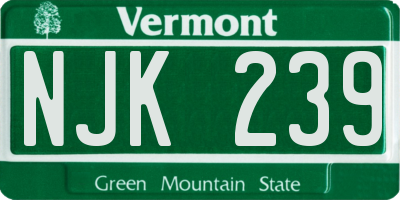 VT license plate NJK239