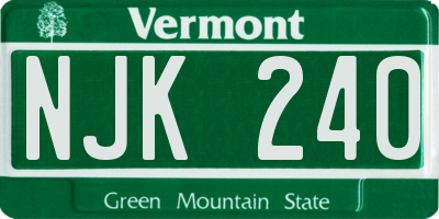 VT license plate NJK240