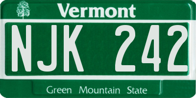 VT license plate NJK242