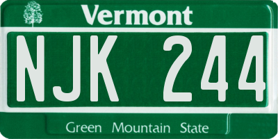 VT license plate NJK244