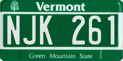 VT license plate NJK261