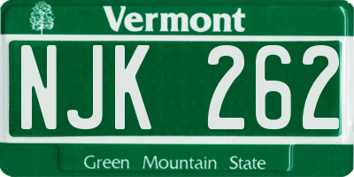 VT license plate NJK262