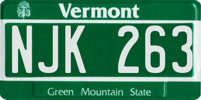 VT license plate NJK263