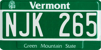 VT license plate NJK265