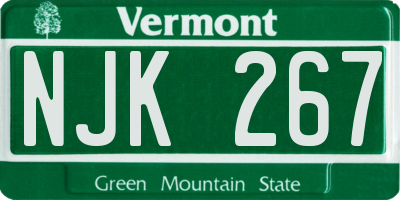 VT license plate NJK267